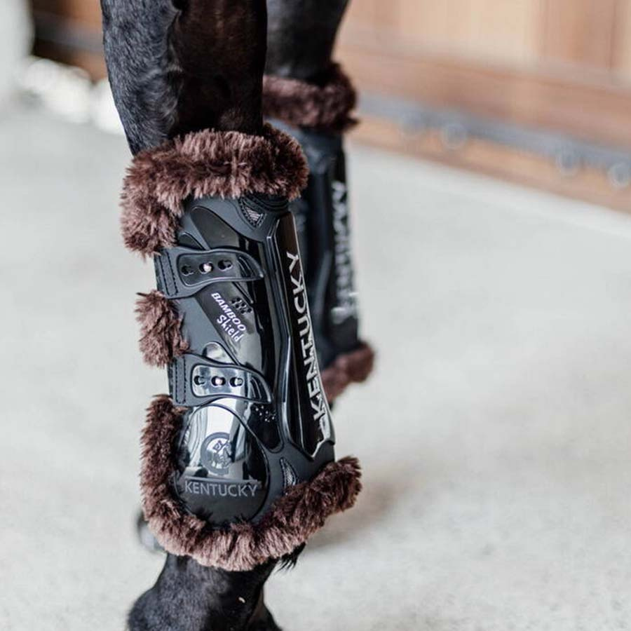 Guêtres ouvertes Vegan Sheepskin Bamboo Elastic Noir/Marron