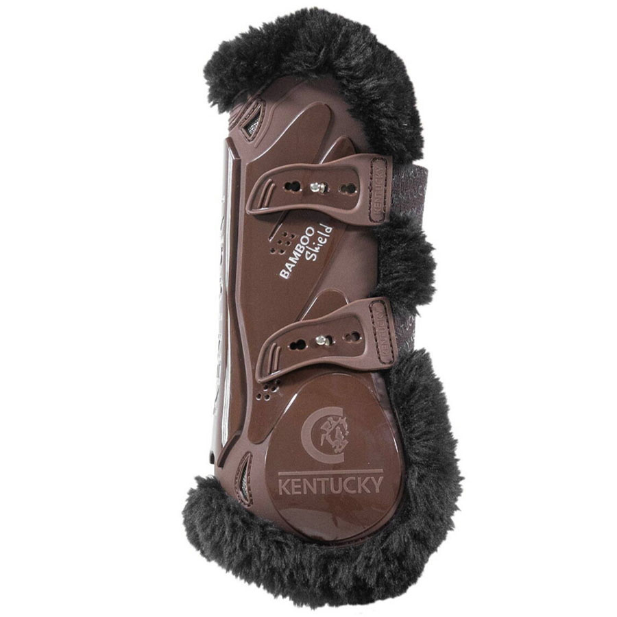 Guêtres ouvertes Vegan Sheepskin Bamboo Elastic Marron/Noir