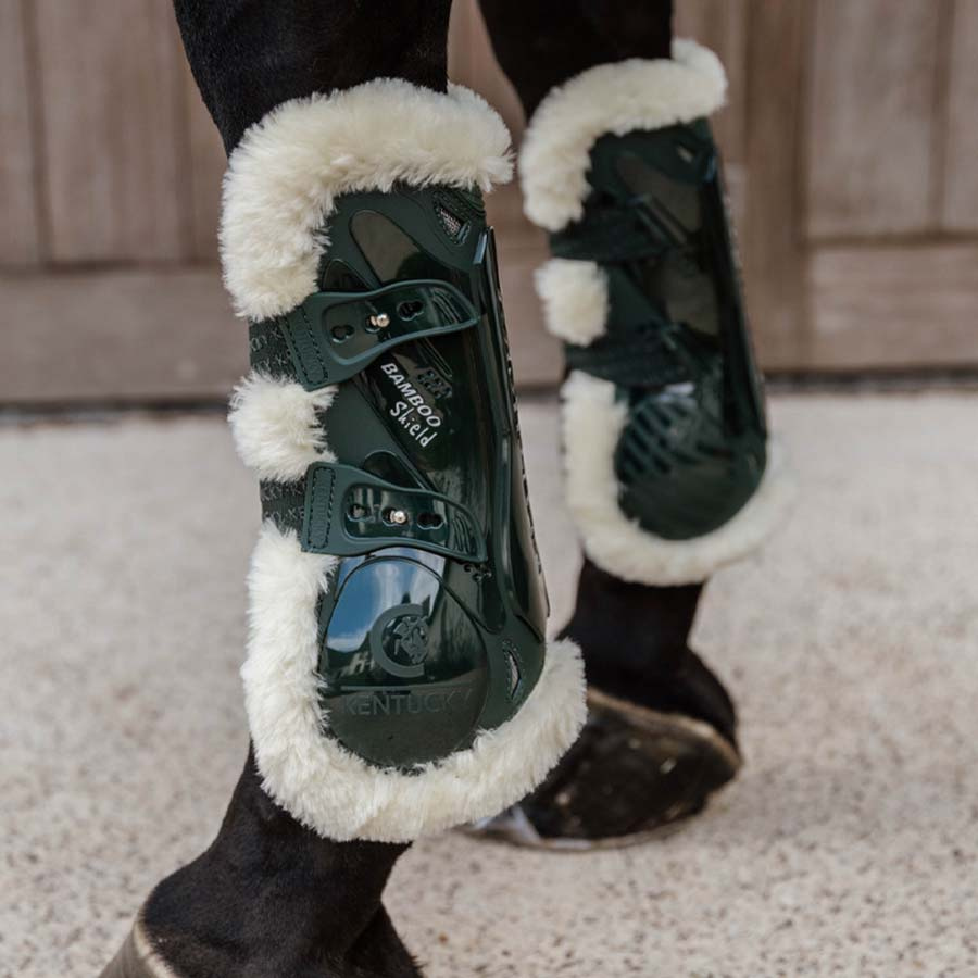 Guêtres ouvertes Vegan Sheepskin Bamboo Elastic Vert Foncé