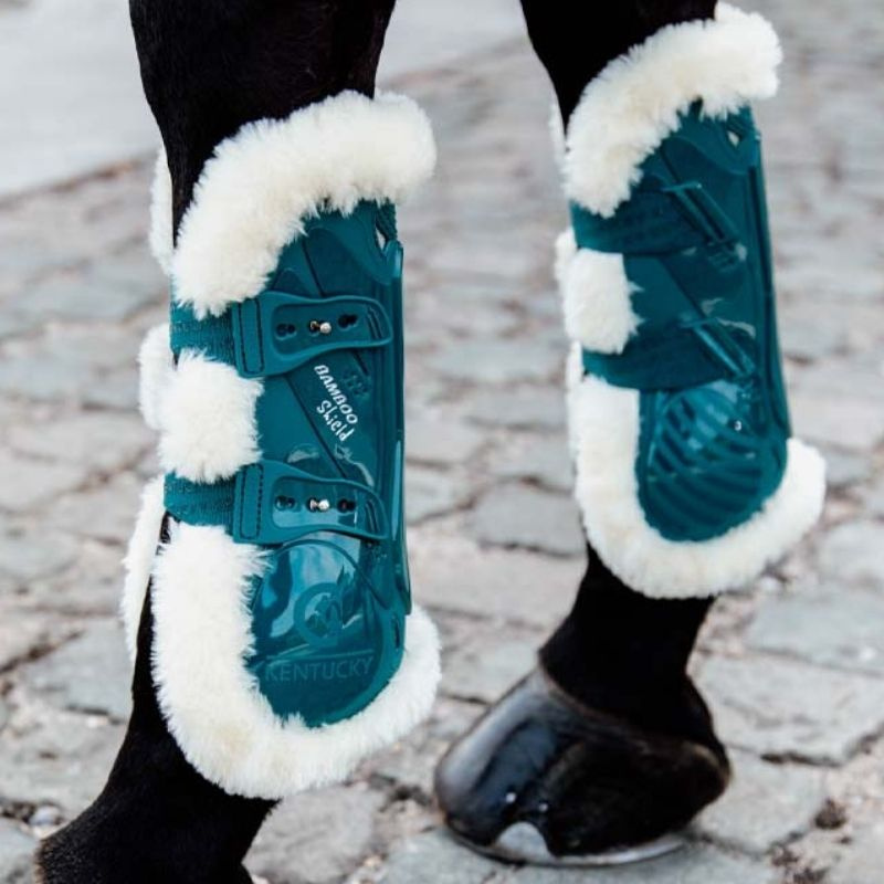 Guêtres ouvertes Vegan Sheepskin Bamboo Elastic Vert Émeraude