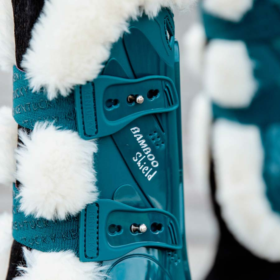 Guêtres ouvertes Vegan Sheepskin Bamboo Elastic Vert Émeraude