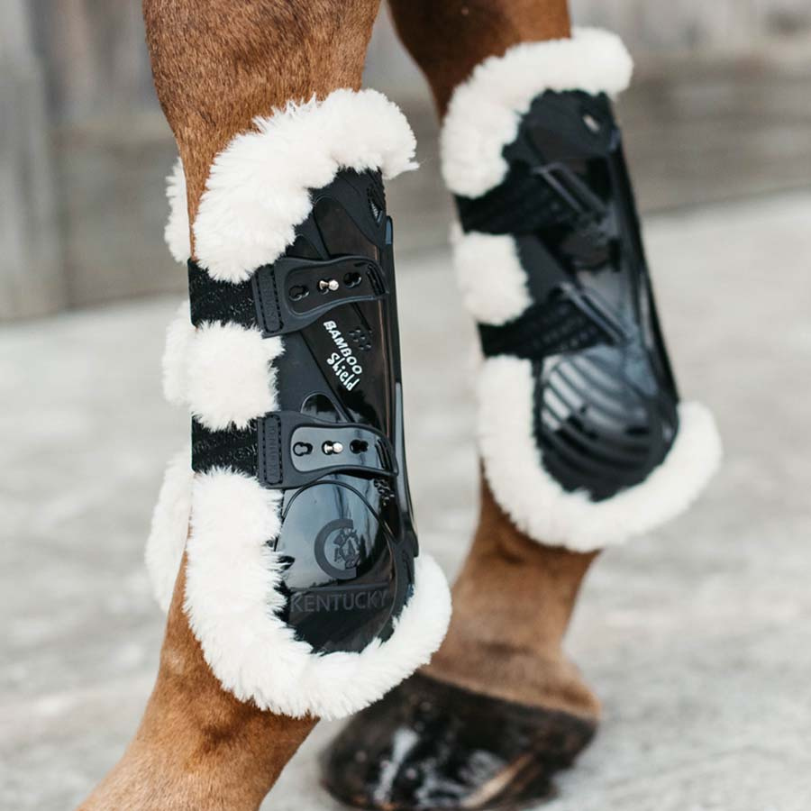 Guêtres ouvertes en Peau de Mouton et Bambou Noir