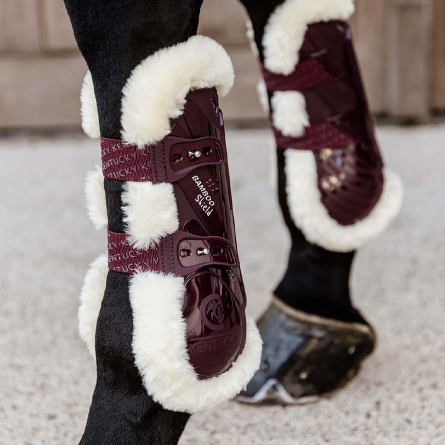 Guêtres ouvertes Vegan Sheepskin Bamboo Elastic Bordeaux