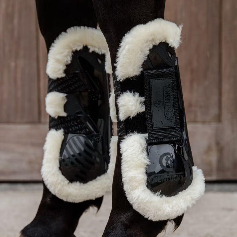Guêtres ouvertes Vegan Sheepskin Velcro Noir