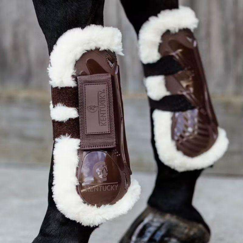 Guêtres ouvertes Vegan Sheepskin Velcro Marron