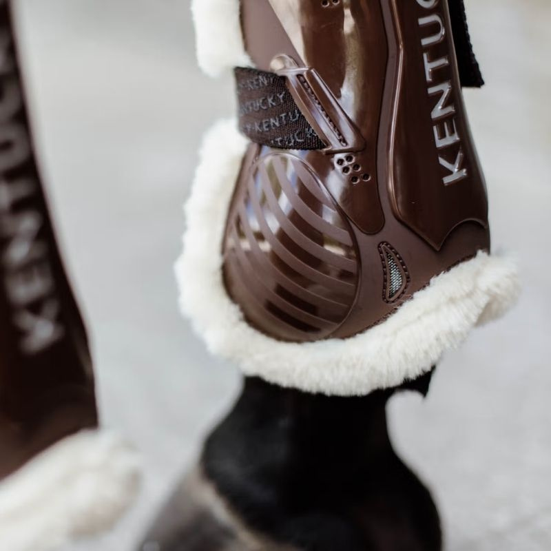 Guêtres ouvertes Vegan Sheepskin Velcro Marron