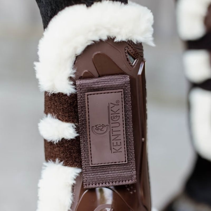 Guêtres ouvertes Vegan Sheepskin Velcro Marron