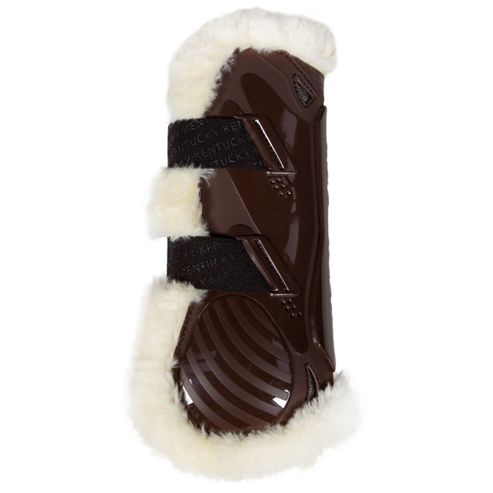 Guêtres ouvertes Vegan Sheepskin Velcro Marron