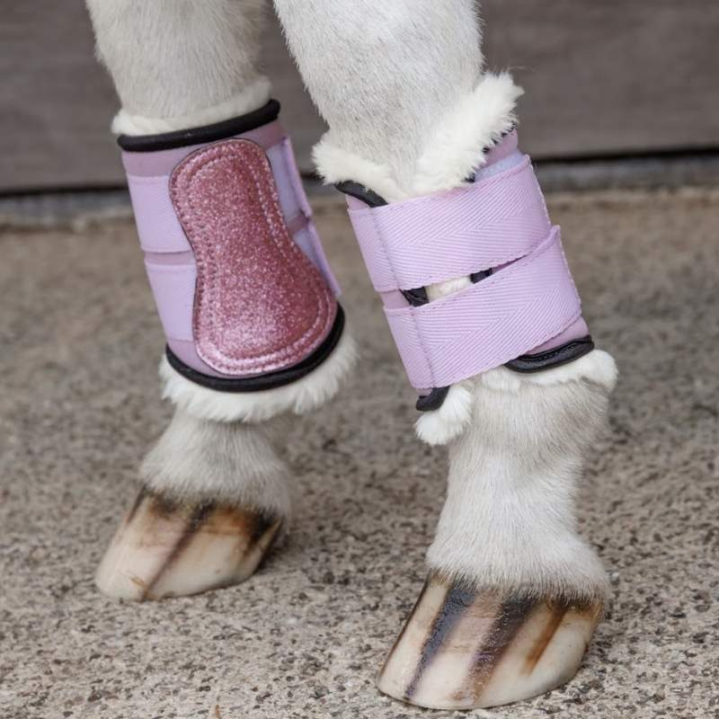 Guêtres de pré Vegan Sheepskin Unicorn Glitter Rose Shetland