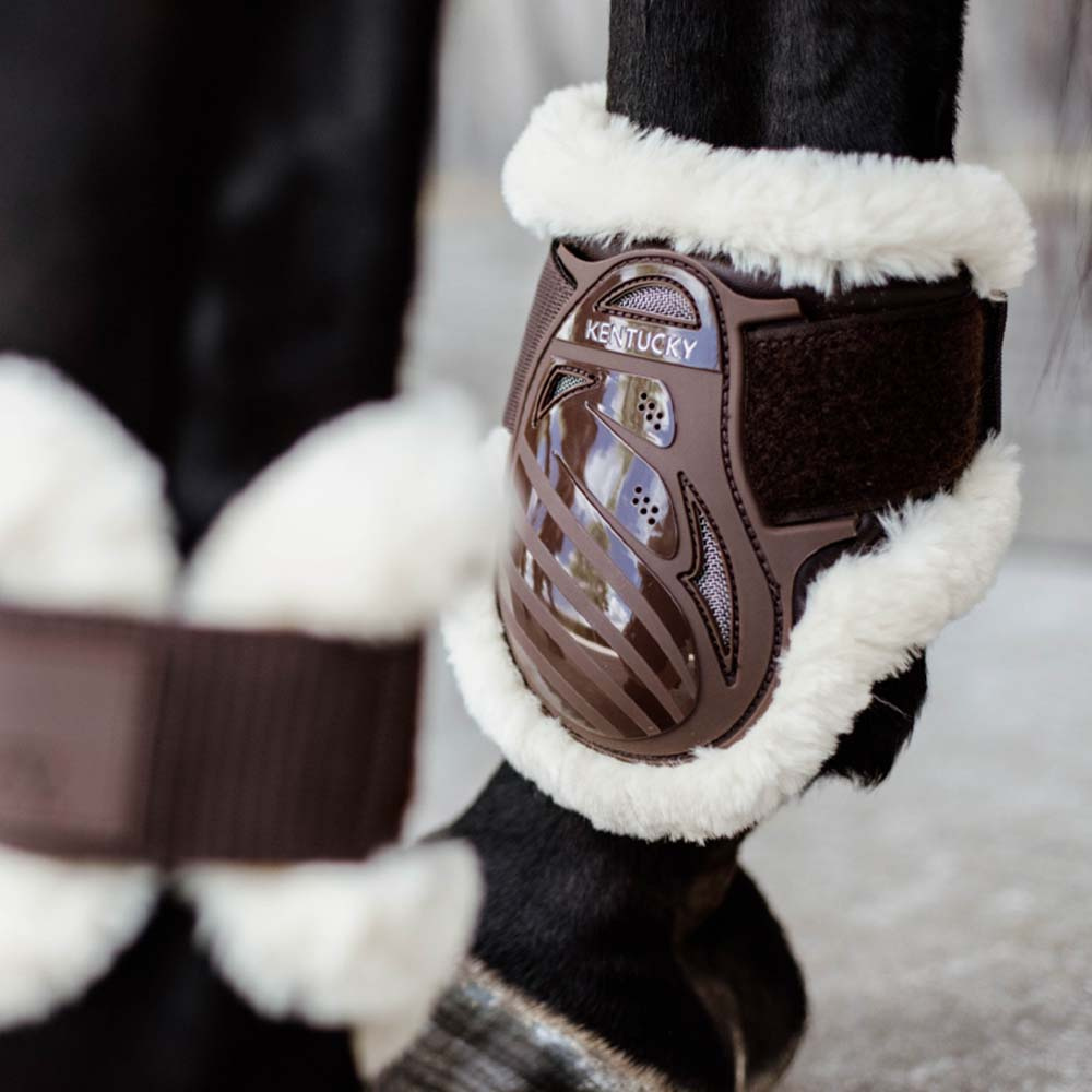 Guêtres en peau de mouton pour jeune cheval Shield Marron