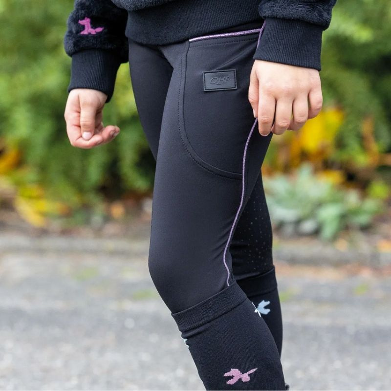 Collant d'équitation d'hiver Enfant/Junior Isalyn Full Grip Noir