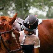 Casque d'équitation Kylo Gloss Pailleté Visière Noir/Rose doré Casque d'équitation Kylo Gloss Pailleté Visière Noir/Rose doré
