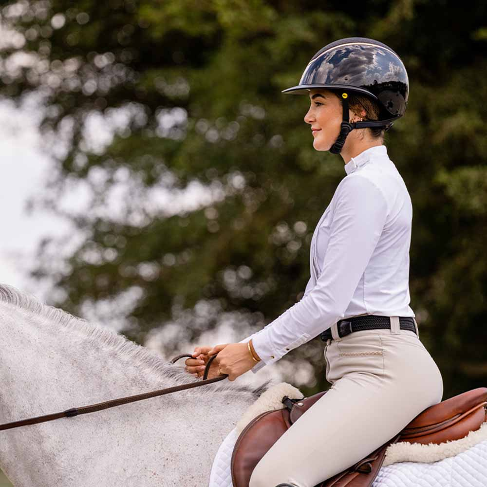 Casque d'équitation MIPS Kylo Gloss Paillettes Visière Noir/Rose doré