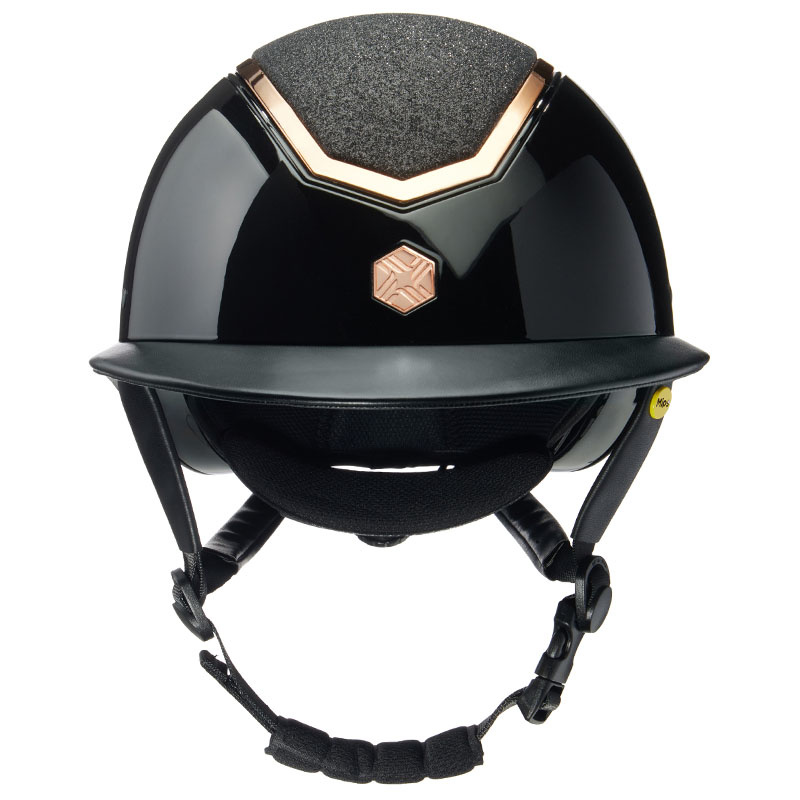 Casque d'équitation MIPS Kylo Gloss Paillettes Visière Noir/Rose doré