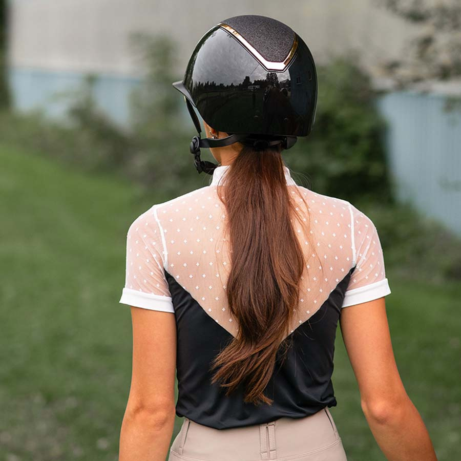 Casque d'équitation MIPS Kylo Gloss Paillettes Visière Noir/Rose doré