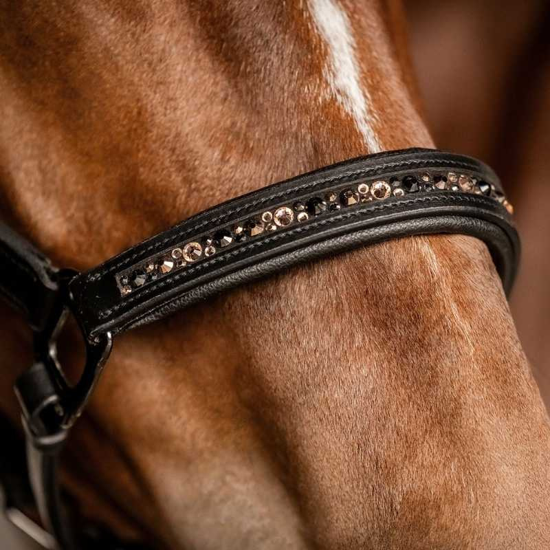 Licol en cuir Crystal X-Line Noir