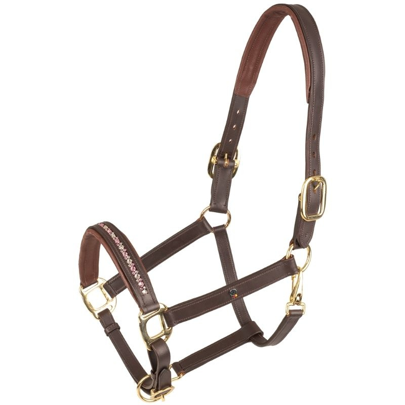 Licol en cuir Crystal X-Line Marron/Rose