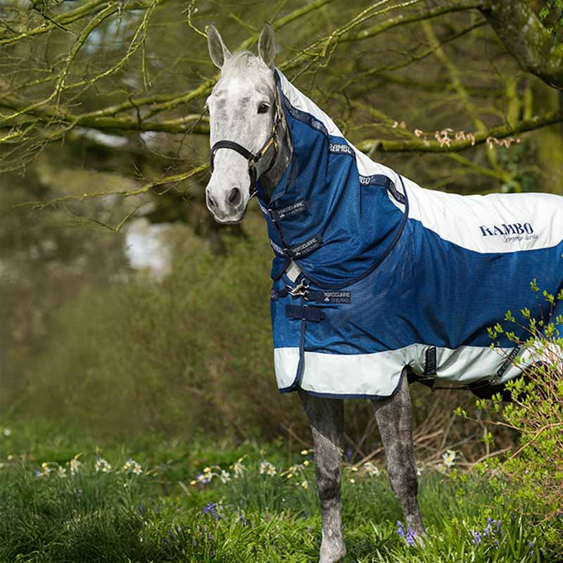 Couverture imperméable & Anti-Mouches Rambo Summer Series V-Front Bleu marine/Gris