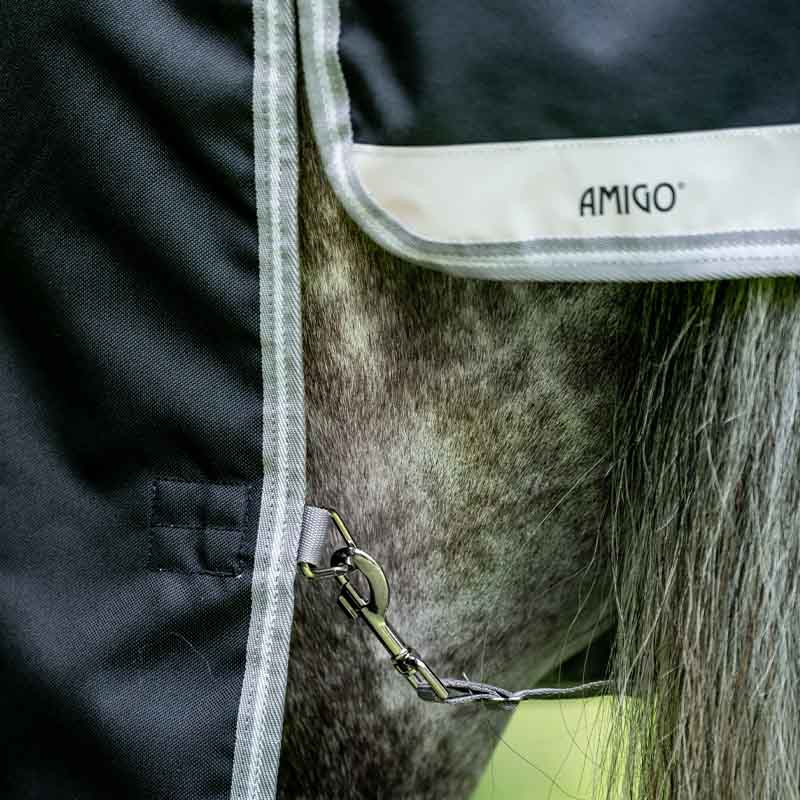 Couverture de pré avec Capuche Amigo Bravo 12 Plus 100g Noir/Gris