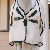 Couverture anti-mouches et dermite estivale Rambo Hoody XL Beige/Vert/Argent Couverture anti-mouches et dermite estivale Rambo Hoody XL Beige/Vert/Argent