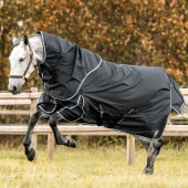 Couverture imperméable avec couvre-cou Turnout Plus 0g 1200D Noir Couverture imperméable avec couvre-cou Turnout Plus 0g 1200D Noir