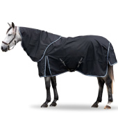 Couverture imperméable avec couvre-cou Turnout Plus 50g 1200D Noir Couverture imperméable avec couvre-cou Turnout Plus 50g 1200D Noir
