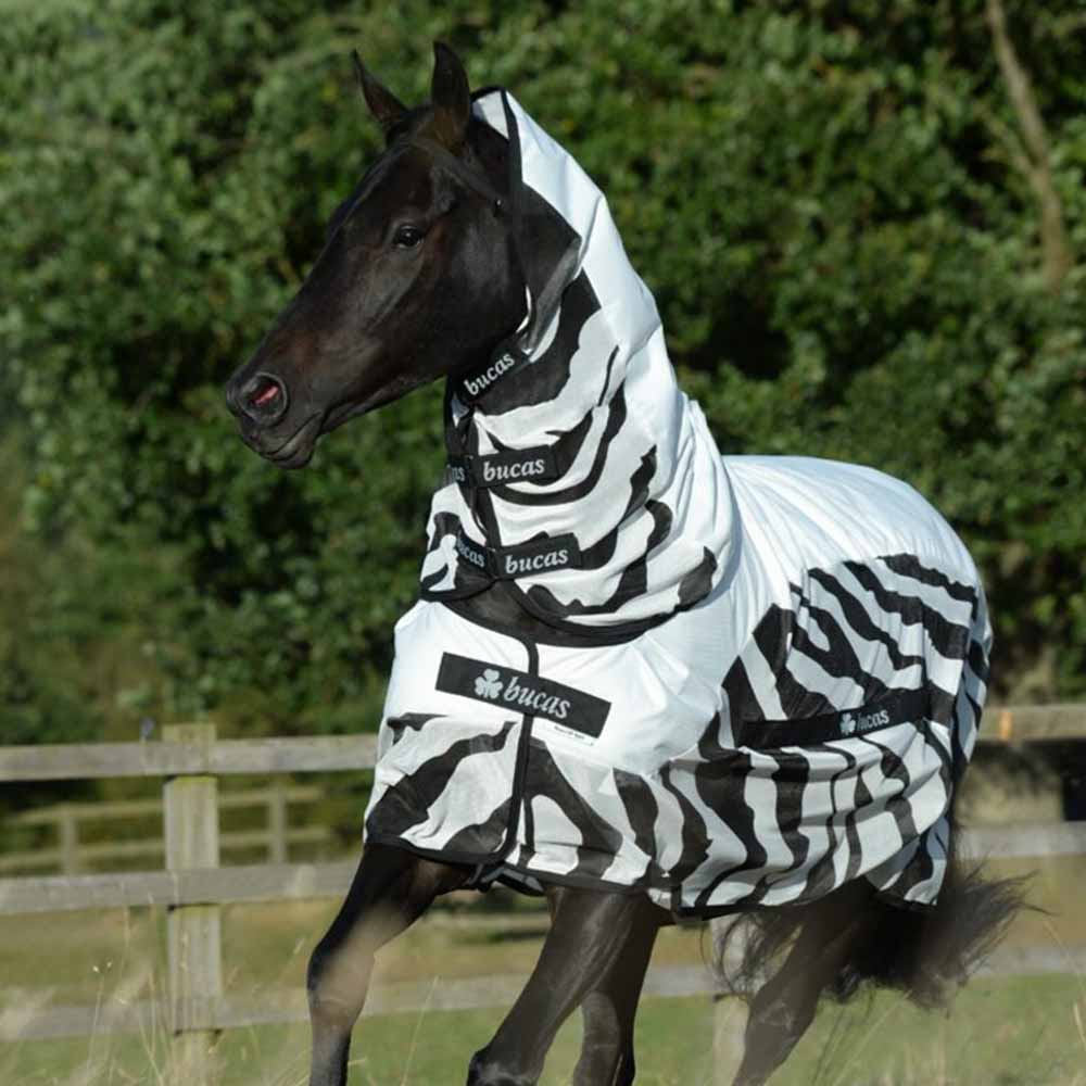 Couverture anti-mouches Buzz Off Rain Zebra avec cou avtagbar