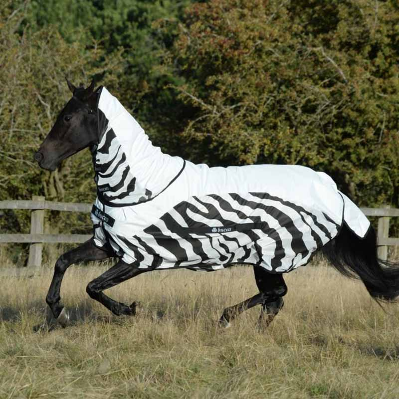 Couverture anti-mouches Buzz Off Rain Zebra avec cou avtagbar