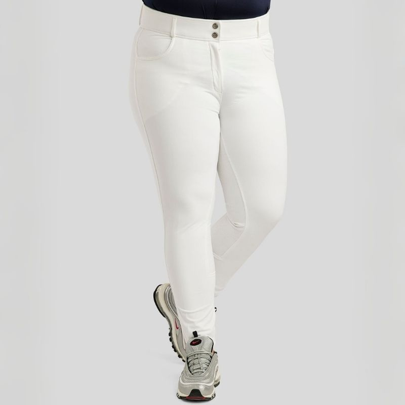 Culotte d'équitation Megan Yati Curve Full Grip Blanc