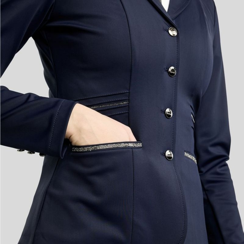 Veste de concours MoKelly Softshell Gun Metal Crystals Bleu Marine