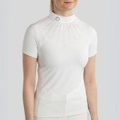 Haut de concours MoMina Short Sleeve Gun Metal Crystals Blanc Haut de concours MoMina Short Sleeve Gun Metal Crystals Blanc