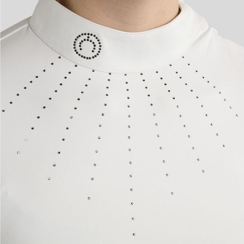 Haut de concours MoMina Short Sleeve Gun Metal Crystals Blanc