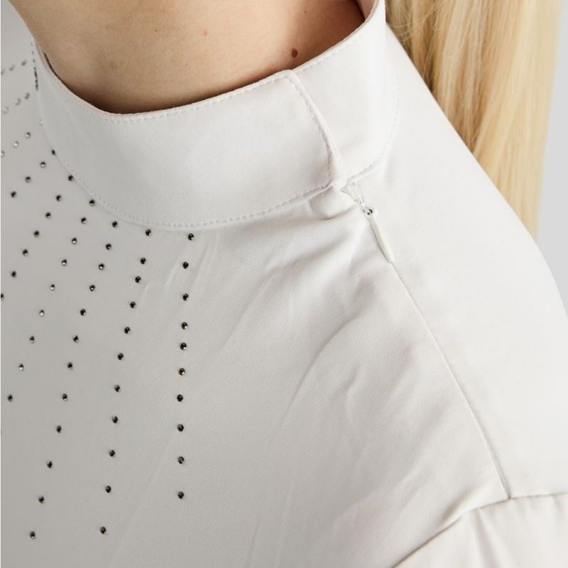 Haut de concours MoMina Short Sleeve Gun Metal Crystals Blanc