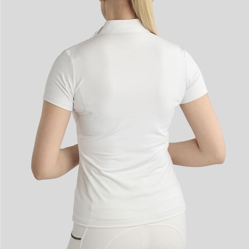 Haut de concours MoMina Short Sleeve Gun Metal Crystals Blanc
