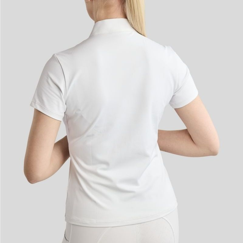 Haut de concours MoMaddy Short Sleeve Gun Metal Crystals Blanc
