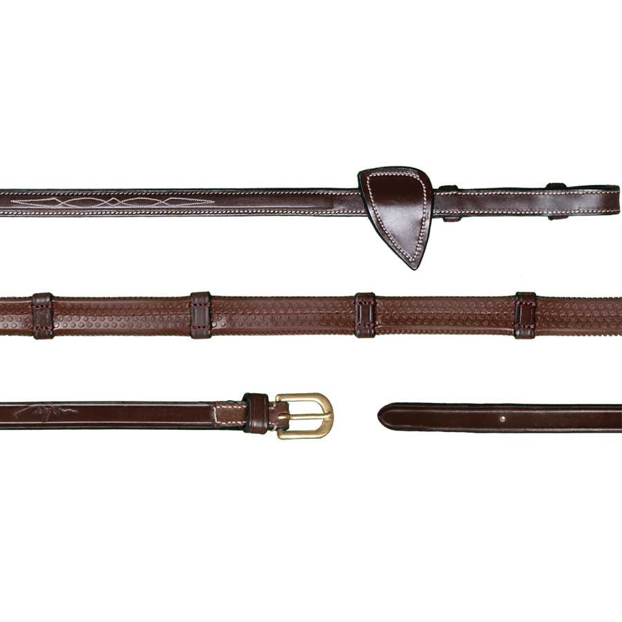 Rênes en caoutchouc avec stops 13mm DC Marron