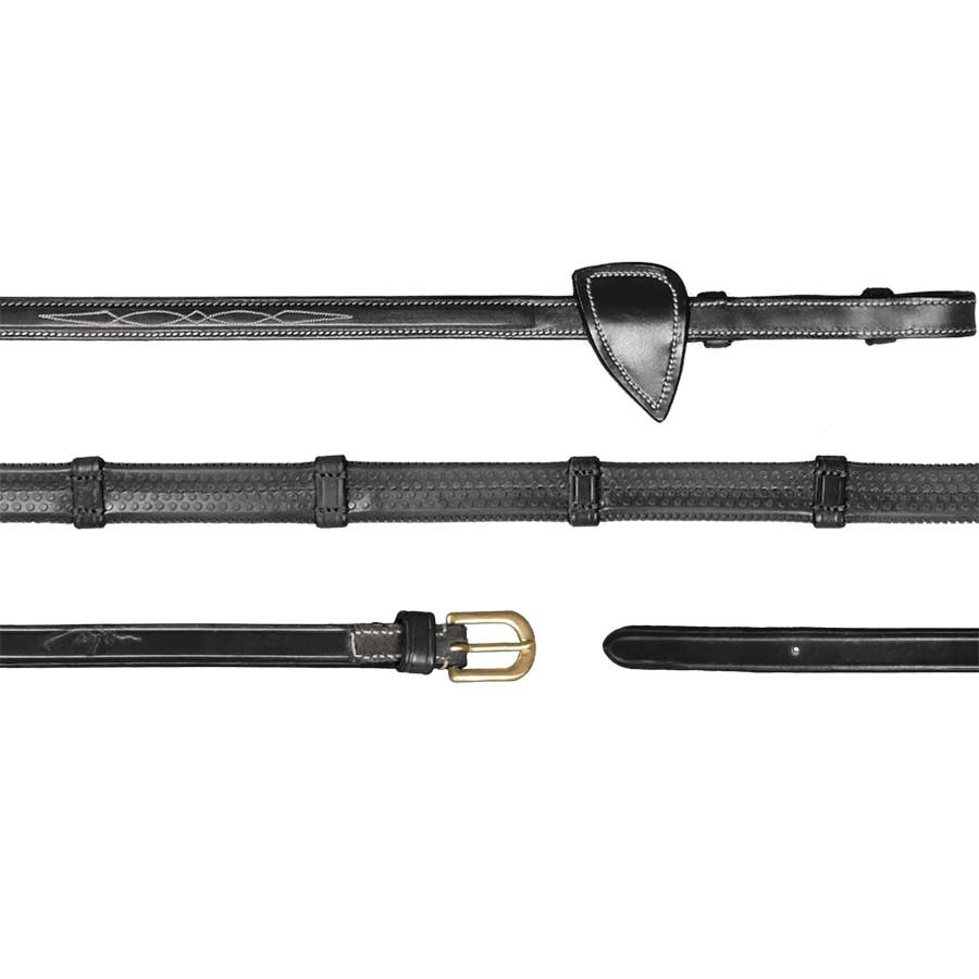 Rênes en caoutchouc avec stops 13mm DC Noir
