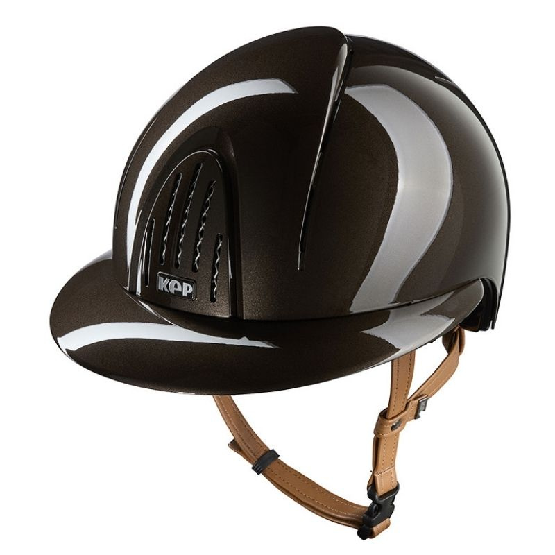 Casque d'équitation Smart Nova Metal Polish Polo Beige Strap Marron