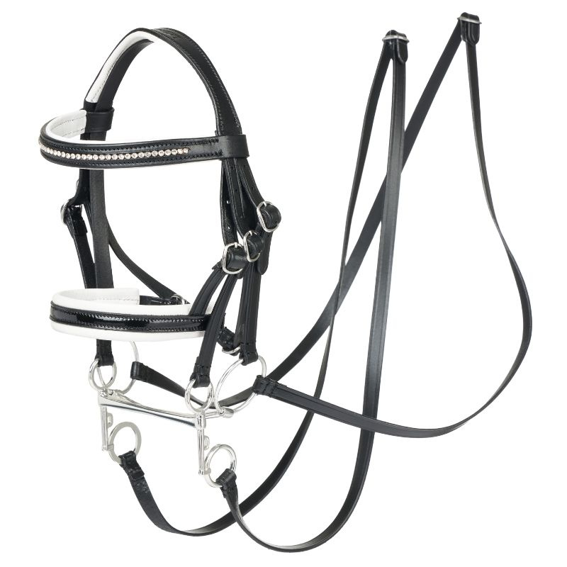 Bride de dressage pour cheval-bâton Noir