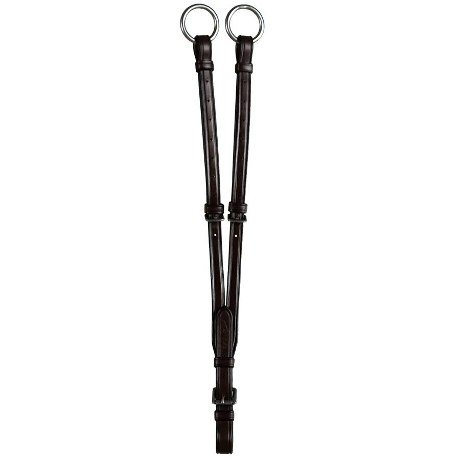 Martingale courte  Logo en E avec anneaux ouvrables Noir/Laiton Poney