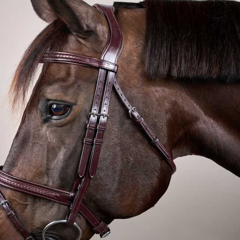 Bridon Muserolle combinée Plaited New English Collection Marron