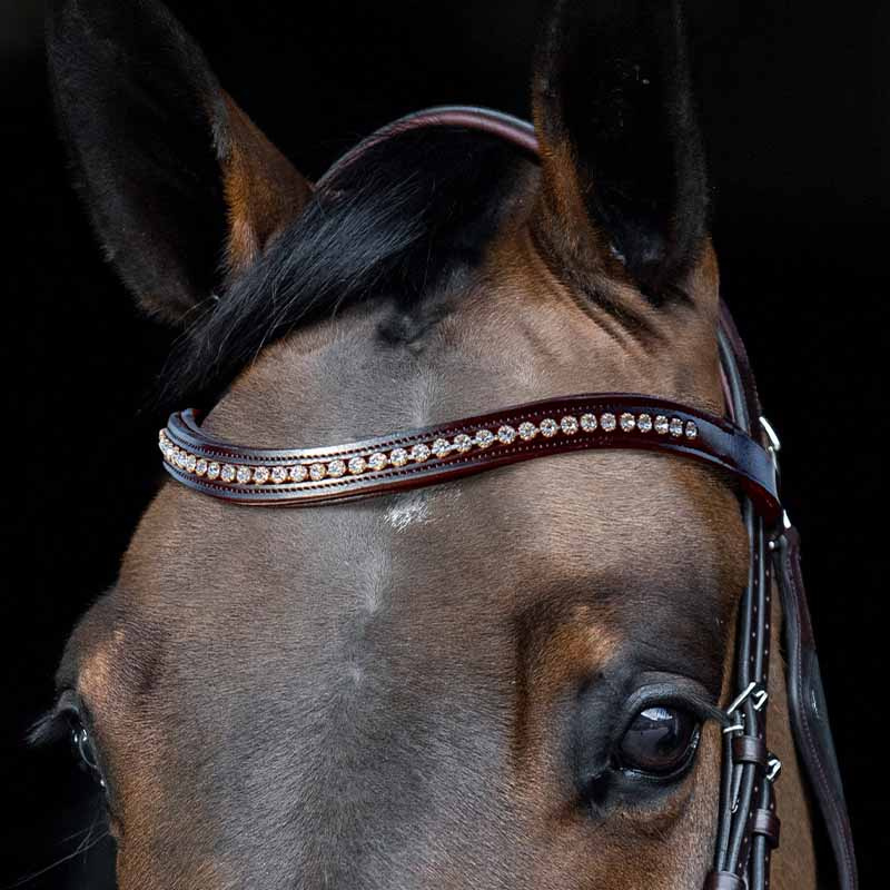 Frontaux en strass en forme de U brun