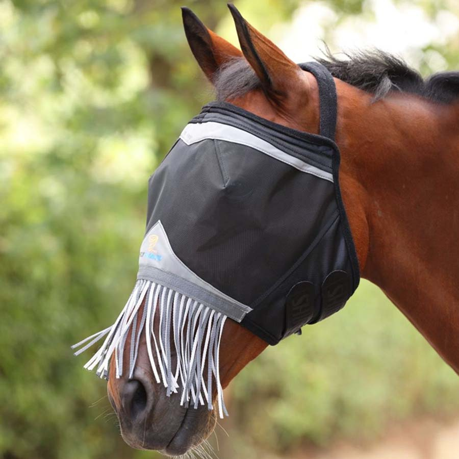 Masque anti-mouches Fine Mesh without Ears with Nose Fringe Noir