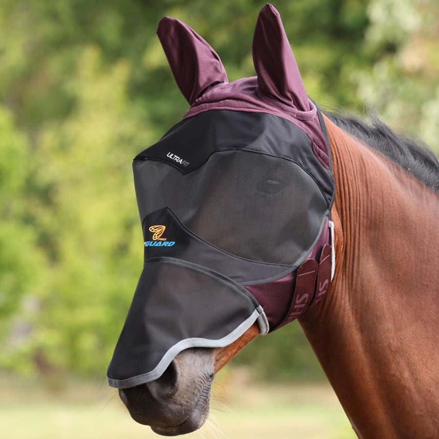 Masque anti-mouches Deluxe with Ears & Nose Bordeaux