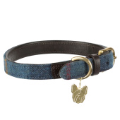 Collier pour chien en tweed/cuir Bleu Marinee Collier pour chien en tweed/cuir Bleu Marinee