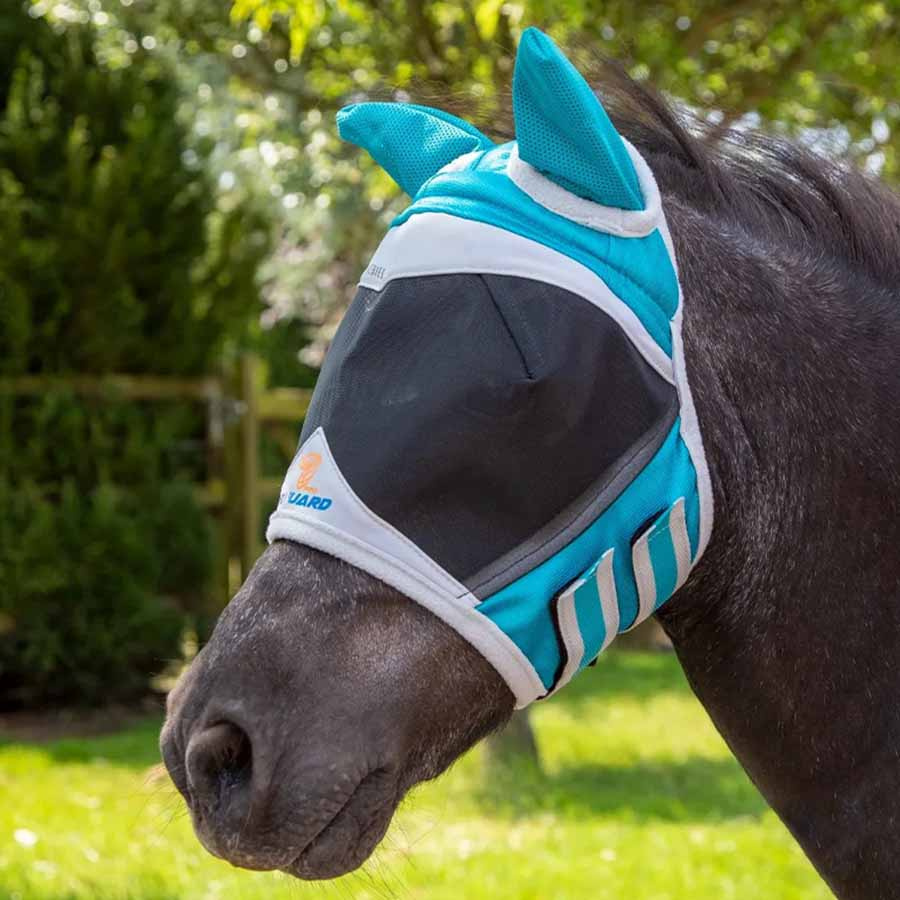 Masque anti-mouches en Mesh Fine Mesh avec Oreilles Teal/Gris