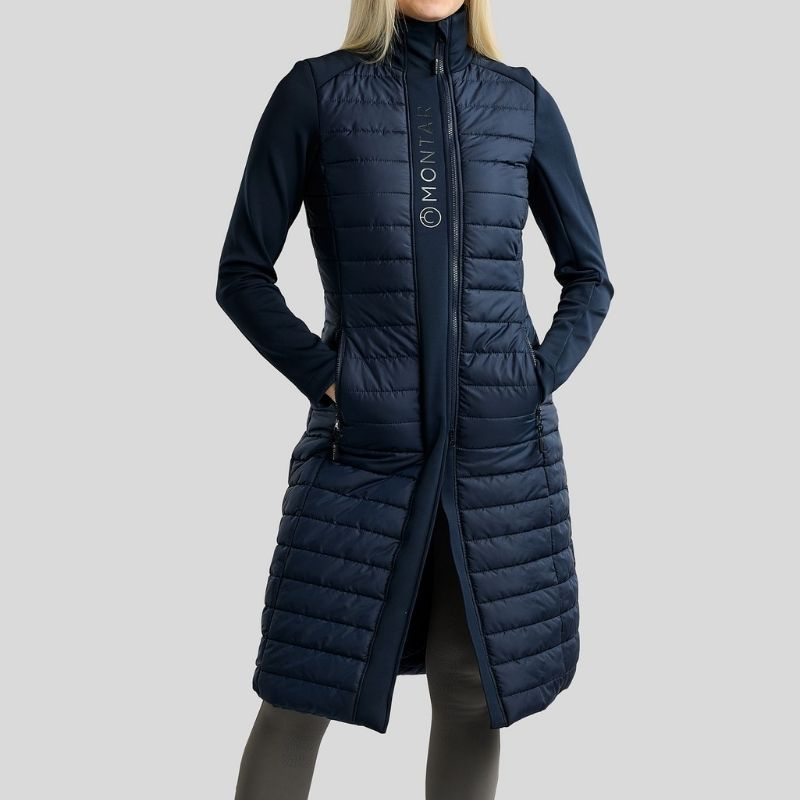 Manteaux d'équitation Emma Long Softshell Hybrid Bleu Marine