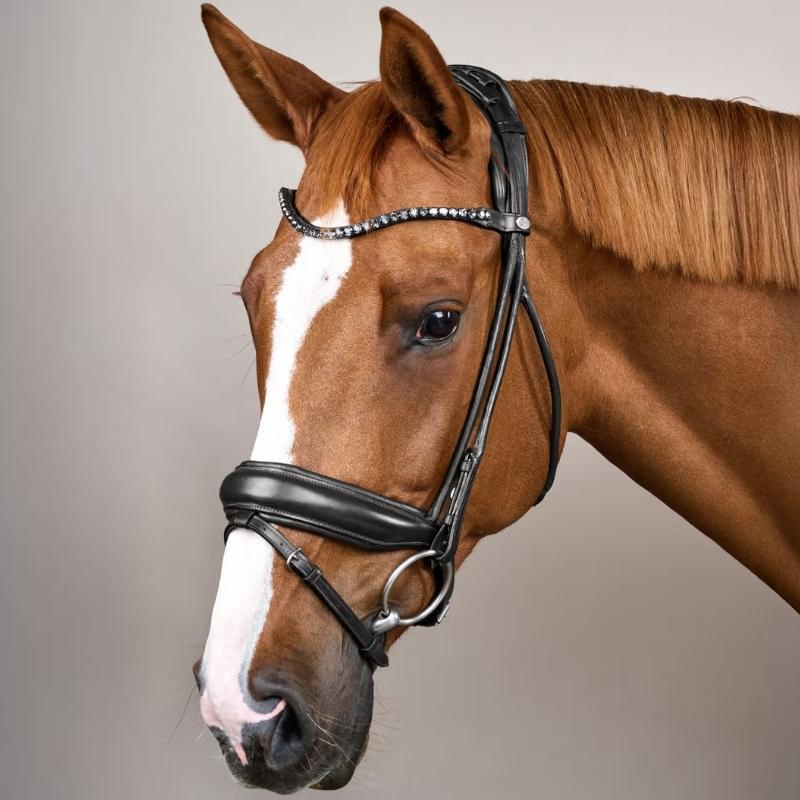 Bridon de dressage Muserolle large Soft Collection Noir