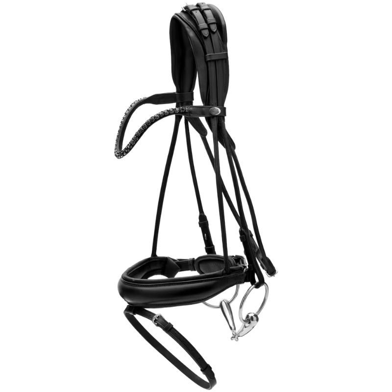 Bridon de dressage Muserolle large Soft Collection Noir