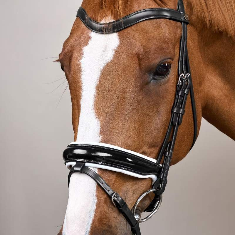 Bride de dressage Vernie/Doublée Blanc WC Noir